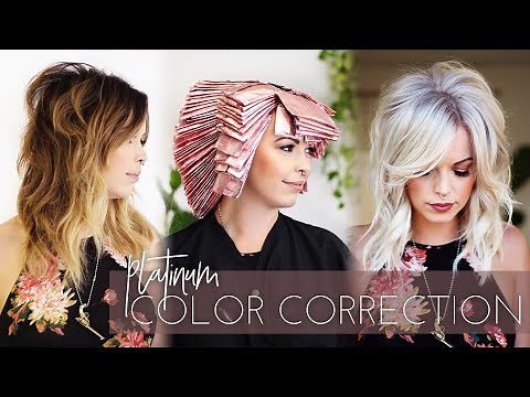 Platinum Blonde Color Correction | Brunette to White in one Appointment! (Full Technique)
