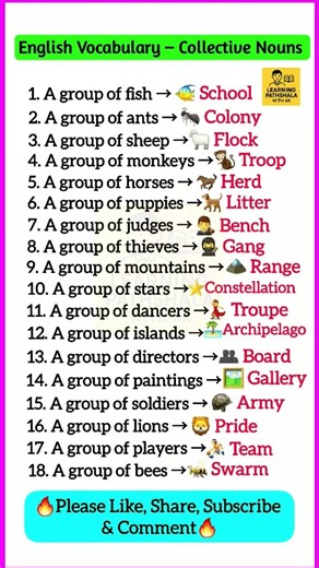 💠🔥English Vocabulary - Collective Nouns || #english #ssc #shorts #viral #short #subscribe #ias #upsc