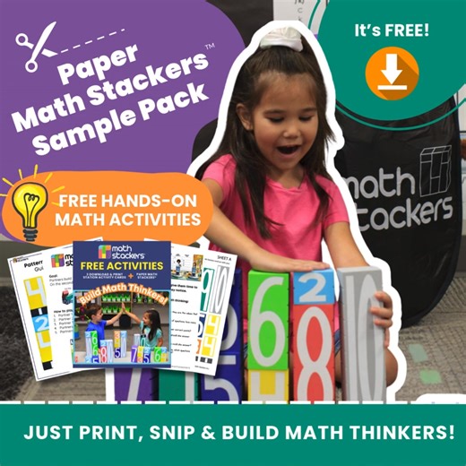 👋 Worksheets are fine. But what if they could build their thinking instead of just circle answers? Paper Math Stackers® = hands-on problem solving you can print. Try them FREE — your kids will thank you later. 😄 | Math Stackers