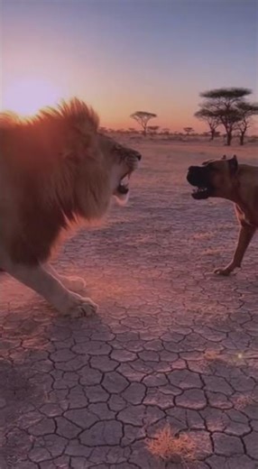 Lion vs Dog: A Fierce Face-Off of Threats #LionVsDog #WildVsBrave #AnimalFaceOff #FierceEncounter