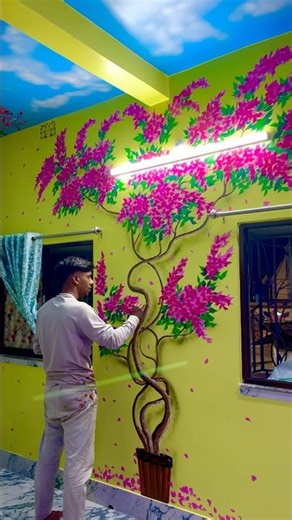 Paper flowers tree wall design ideas-1