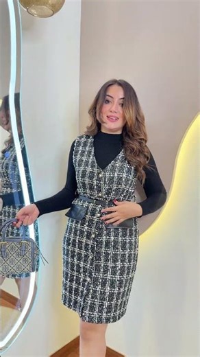 “Winter Special three pc dress with inner with front buttons detailing on detachable jacket