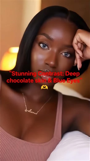 Stunning Contrast: Deep Charcoal Skin & Light Blue Eyes ✨ #Shorts