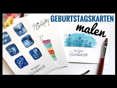 3 EINFACHE GEBURTSTAGSKARTEN malen 🎁🥳 - malen mit Aquarell für Anfänger - DIY Geburtstagskarten