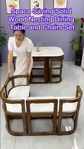 Solid Wood Nesting Dining Table and Chairs Set