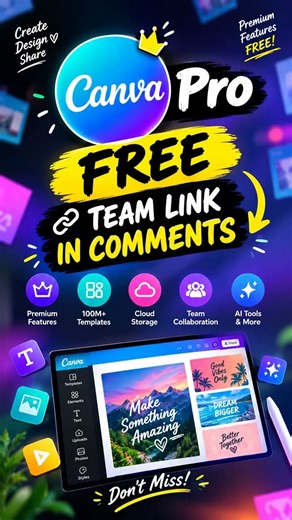 Canva Pro FREE 😱🔥 Team Link in Comments! #shorts