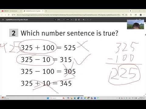 二年级数学： 入学水平测试 （Grade two Math: Placement）