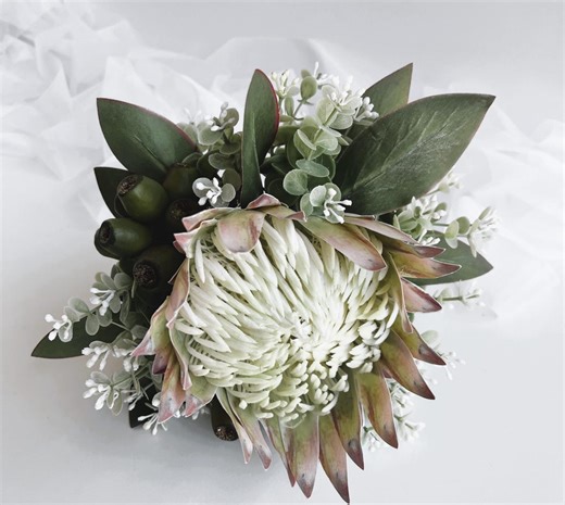 King Protea Wedding Bouquet Bridal Bouquets Eucalyptus Gum Nuts Native Flowers Faux Silk Artificial - Etsy