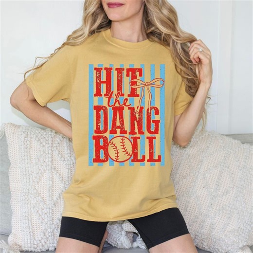 Comfort Colors® Hit the Dang Ball Shirt, Funny Baseball Tee, Retro Game Day Shirt, Baseball Mom Gift, Trendy Sports Graphic Tee - Etsy