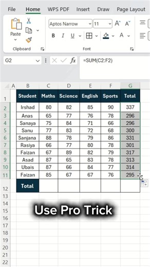 Excel me Alt + = se Sum Kare | AutoSum Shortcut Key in Hindi 🔥.........