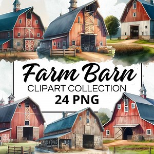 Farm Barn Clipart Collection, 24 Watercolor Pngs for Instant Download, Commercial Use - Etsy