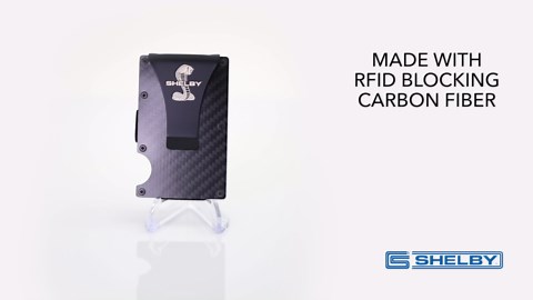 Carroll Shelby® Carbon Fiber Wallet Money Clip | RFID* protection | Holds Currency, Credit Cards, Cash | Genuine Carbon Fiber | Super Slim & Lightweight | Laser Etched Shelby® Cobra Snake Logo
