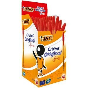 BIC Cristal Original Ballpoint Pens Fine Red 50 Pack