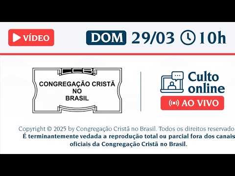 Santo Culto a Deus (Vídeo) – DOM - 29/03/2026 10:00 - Isaías 54