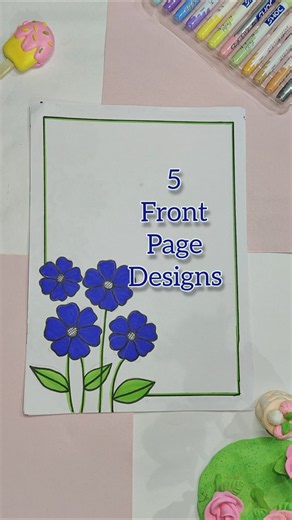 5 Front Page Design For School Project #art 💙#assignment #shorts #ytshorts #trending #satisfying
