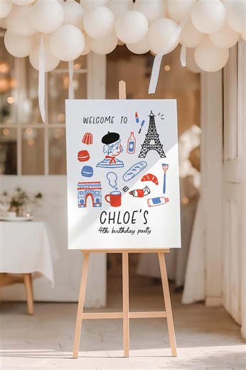 Editable French Paris Tea Party Welcome Sign, Custom Sign, French Bistro Themed, Digital Template, Party Decor, Printable 243 - Etsy