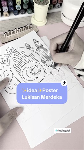 Replying to @ateh | Art Simple Idea lukisan tema merdeka. Malaysia Madani poster #malaysiamadani #1malaysia🇲🇾 #merdeka2023 #doodlebyateh