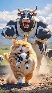 4.2K reactions · 79 shares | Clash of Tails: Cat vs. Cow Showdown! ⚡#catvscow #animalfight #funnyanimals #wildshowdown #catfight #cowpower #unexpectedbattle #epicclash | Rabbit Chase | Facebook