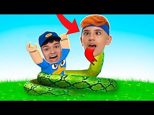 VIREI UMA COBRA GIGANTE E ENGOLI MEU AMIGO NA CASA DO ROBLOX!! (Snakey)
