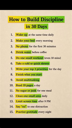 How to Build Discipline in 30 Days #selfimprovement #lifelessons #healthtips