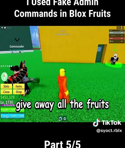 Using Fake Admin Commands in Blox Fruits Gameplay