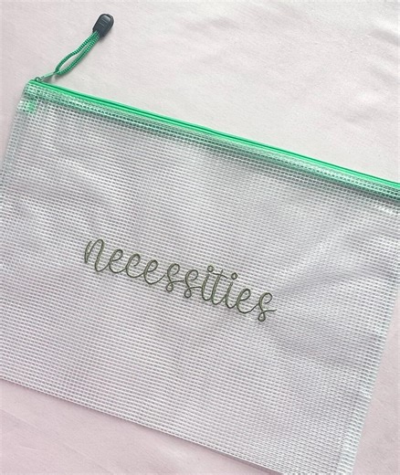 Custom Script Mesh Zipper Bag | Personalized Water Resistant Pouch - Etsy
