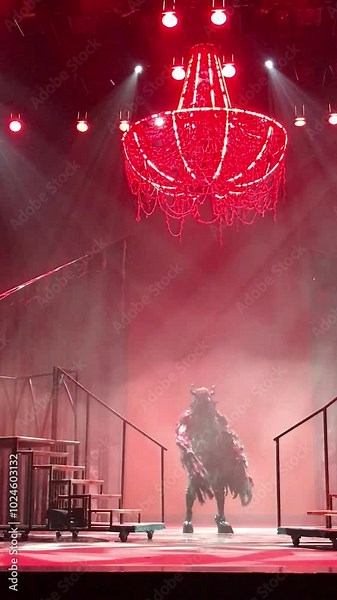 Angry devil. Ghost changing in to Devil and attacking. Scary monster. Horror. Black and red background color. Vertical format video