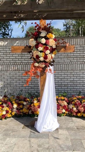 45 reactions · 3 comments | WEDDING CEREMONY CROSS -My husband decorated the cross while I did the back designs .Teamwork ❤️ Beautiful Cross built by Mr.Tim Price (groom ) ❤️.#wedding #weddingceremony#weddingcrossdesigns #florist #shortsreels #fbreels2025ツ #highlightseveryonefollowers2025 #fbreels #fallflowers #design #myhusbandisaflorist | Michael William Florist & Greenhouse | Facebook