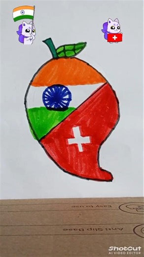 Amazing Mango Art 🍋🇮🇳🇨🇭 | India + Switzerland Flag Drawing 🎨 #Shorts