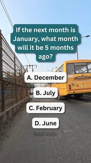 Puzzle time: What month was it 5 months before December? 🤔 #BrainTeaser #Search #PuzzleTime | Kunal’s Logic