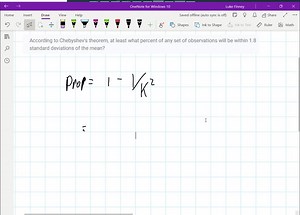 SOLVED: According to Chebyshev's theorem, at least what percent of any set of observations will be within 1.8 standard deviations of the mean? | Numerade