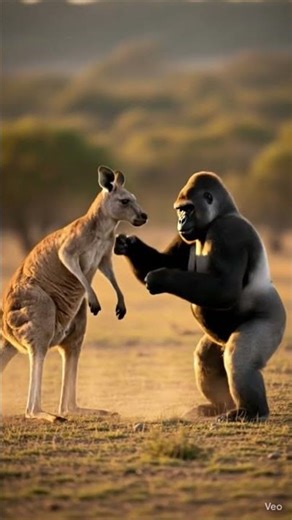 kangaroo takes on gorilla in a wild showdown #dreamscreenai