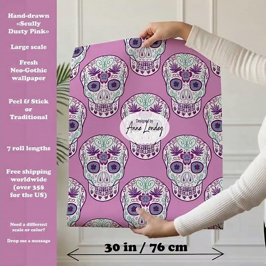 Pink sugar skull designer wallpaper #designerwallpaper #sugarskull