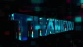 Abstract digital 3D Text animation word of Thank you with red blue...