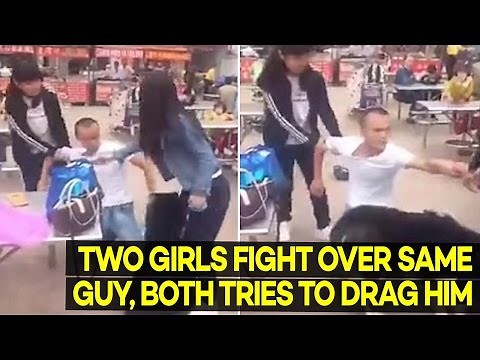 Two Girls Fight Over Same Guy, Both Tries to Drag Him Home
