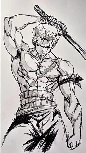 Roronoa Zoro, Stickman to Anime drawing #onepiece #zoro #sketch #animeart #drawing #fyp