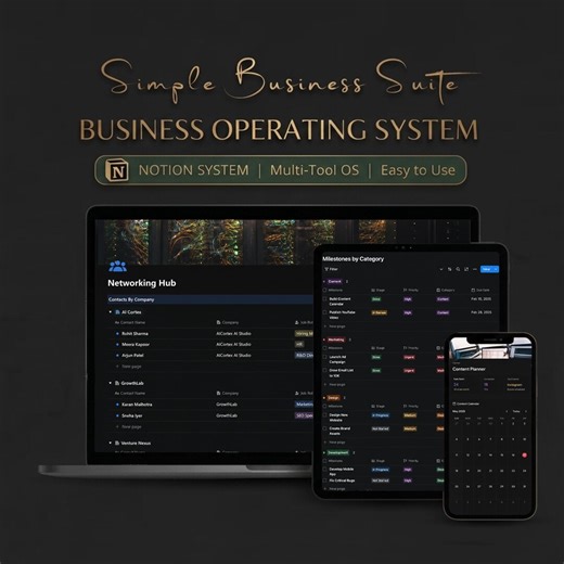 Simple Business Suite Notion Template, Small Business Operating System, Startup OS Dashboard, All-in-one Business Planner - Etsy