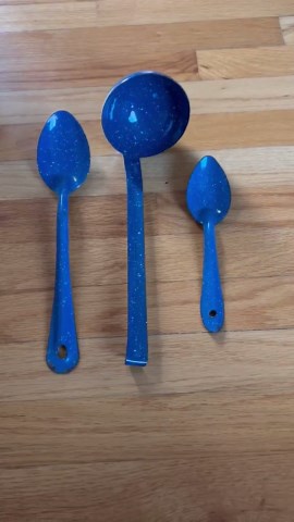 Vintage Cobalt Blue Speckled Enamelware Spoons & Ladle – Farmhouse Kitchen Decor - Etsy