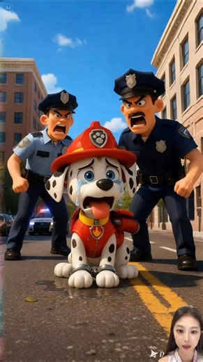 Paw Patrol's Marshall Cries After Being Arrested by Police #pawpatrol #cartoonshorts #animated