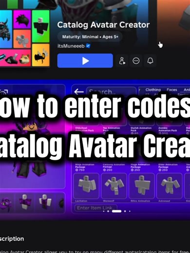 how to enter codes in catalog avatar creator #roblox #catalogavatarcreator #tutorial