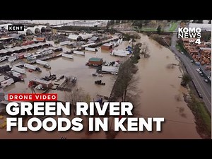 DRONE VIDEO: Green River flooding in Kent, Washington, on Dec. 16, 2025