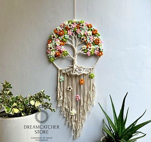 Floral Tree of Life Macrame Wall Hanging: Handmade Cotton Decor - Etsy