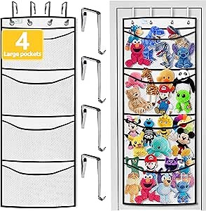 stuffed animal storage,The solution you have been looking for,stuff animal organizer,Holds a lot,toy storage,Way better than the ceiling hammocks,over the door,stuffy storage,White+Black