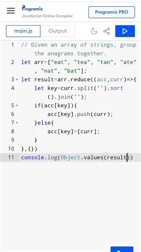 Given an array of strings, group the anagrams together. #coding #javascript #anagramproblem
