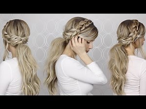 HOW TO: Voluminous Messy Ponytail & Braid Detailing | Long medium hair