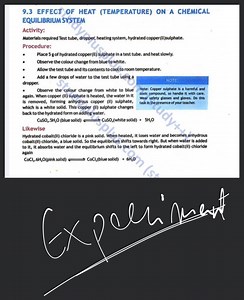 9.3 EFFECT OF HEAT (TEMPERATURE) ON A CHEMICAL Activity: EQUILI... | Filo