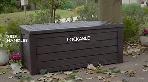 Watch Keter Westwood Plastic Deck Storage Container Box Outdoor Patio Garden Furniture 150 Gal on Amazon Live