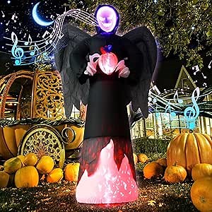 7Ft Grim Reaper Outdoor Halloween Inflatable Decoration with Scary Sound Effects, with Built-in LED for Halloween Party Indoor, Outdoor, Yard, Garden, Lawn Decoration