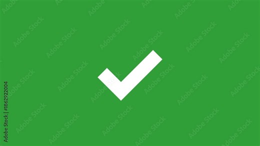 Check mark animation on green screen background . Tick icon animation . Approved icon motion video