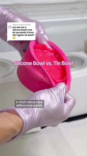 Replying to @kaylaa Changing wax can be so much easier with silicone bowls. The only reason I wouldn’t use them regularly is that the edges aren’t hot so you cant wipe off the wax from the edge of the stick as easy. For those that think everything on my videos is real, my videos are just a demonstration and not an actual video of what i do in every day routines. I would definitely clean and sanitize the silicone pot before inserting it. #waxingtips #waxingvideos #waxing #hardwax